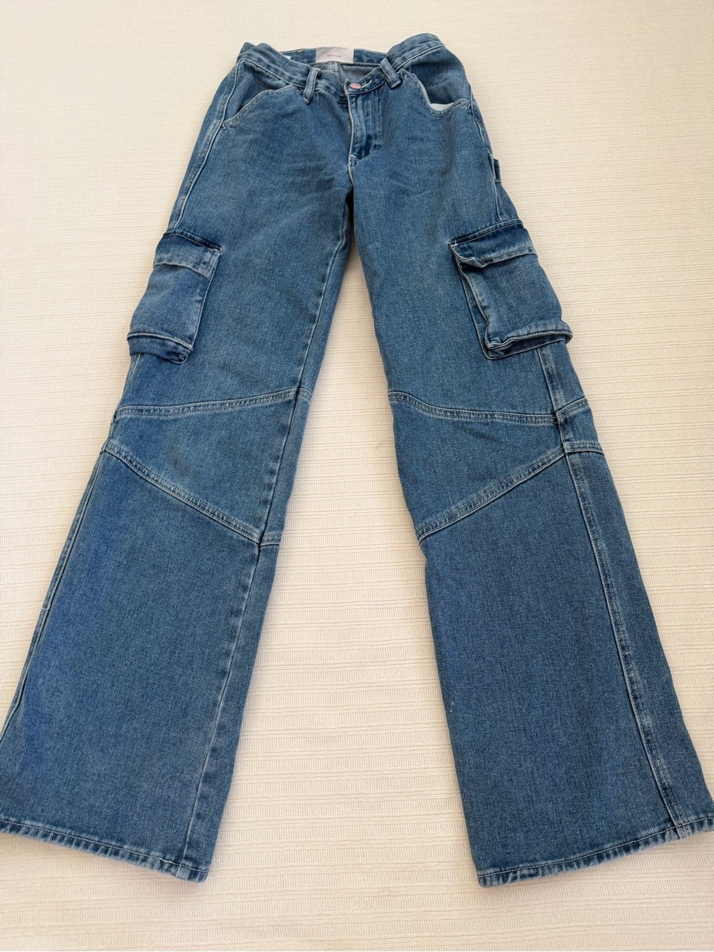 Barbie by PacSun Baggy Cargo Wide Leg Jeans Size 23 Pink Button Y2K Streetwear